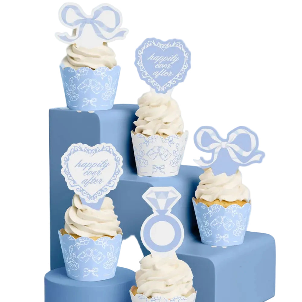 Bridal Cupcake Toppers (24) | bachelorette, something blue xo, Fetti Bridal Cupcake Toppers (24) | bachelorette, something blue Bonjour Fete - Party Supplies