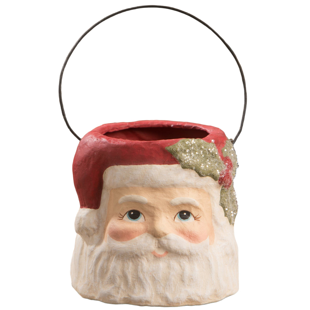Holly Jolly Santa Bucket Small Bethany Lowe Designs, Inc. Holly Jolly Santa Bucket Small Bonjour Fete - Party Supplies