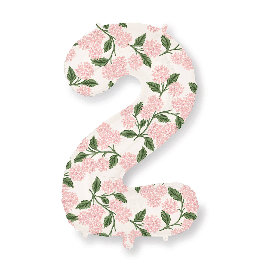PINK HYDRANGEA NUMBER FOIL BALLOON Rifle Paper Co Number 2 PINK HYDRANGEA NUMBER FOIL BALLOON Bonjour Fete - Party Supplies