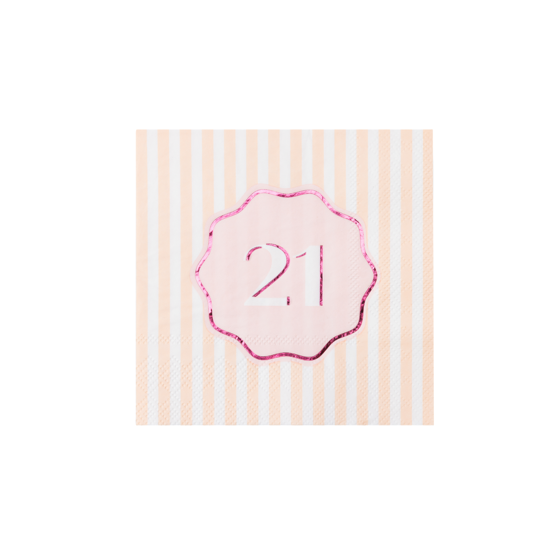 21ST BIRTHDAY COCKTAIL NAPKINS Bonjour Fete Napkins 21ST BIRTHDAY COCKTAIL NAPKINS Bonjour Fete - Party Supplies