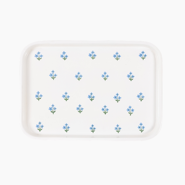 Blue Floral Hand-painted Enamelware Tray