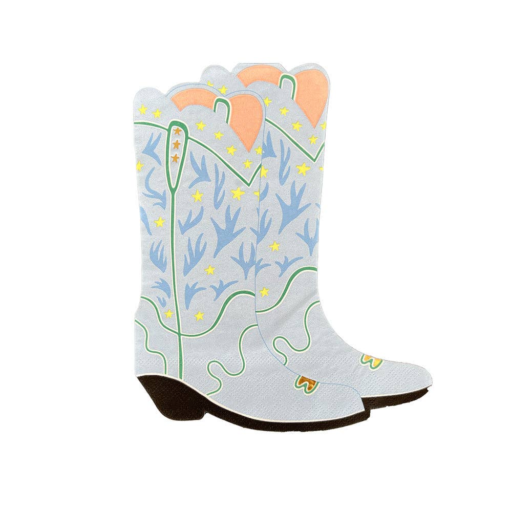 Blue Cowgirl Boot Shaped Napkins Bonjour Fete Party Supplies Horse Party