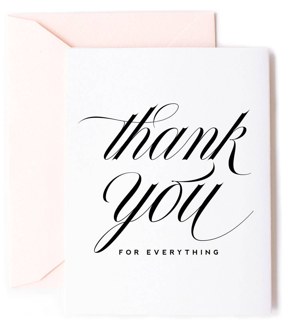 Thank You for Everything - Classic Thank You Greeting Card Kitty Meow Boutique Bonjour Fete - Party Supplies