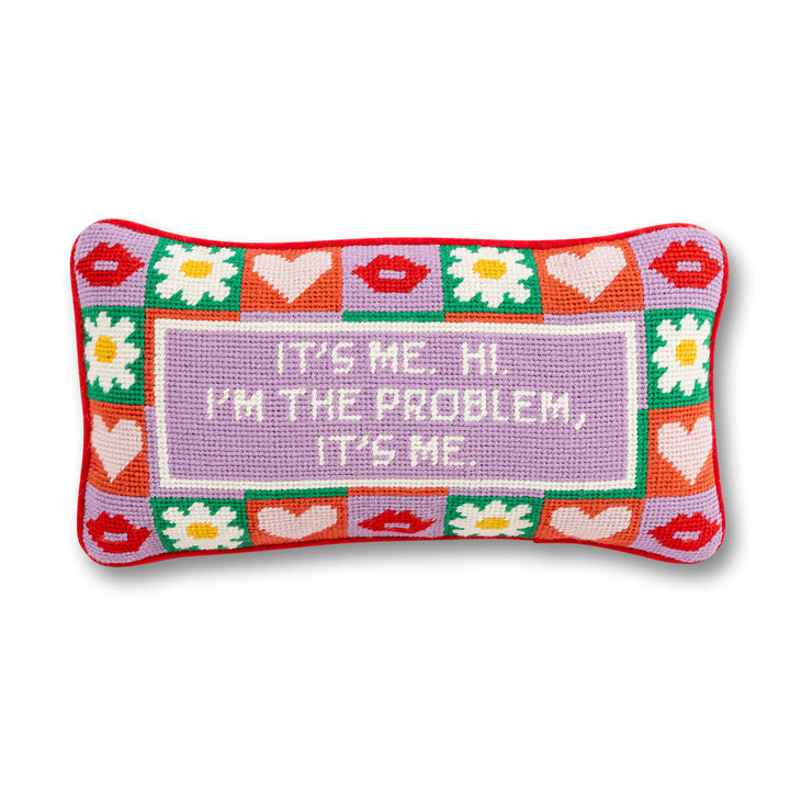 It's Me Needlepoint Pillow Bonjour Fete Party Supplies Holiday Pillows & Linens