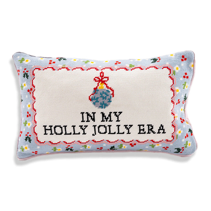 Holly Jolly Era Needlepoint Pillow Furbish Studio Holiday Needlepoint Holly Jolly Era Needlepoint Pillow Bonjour Fete - Party Supplies