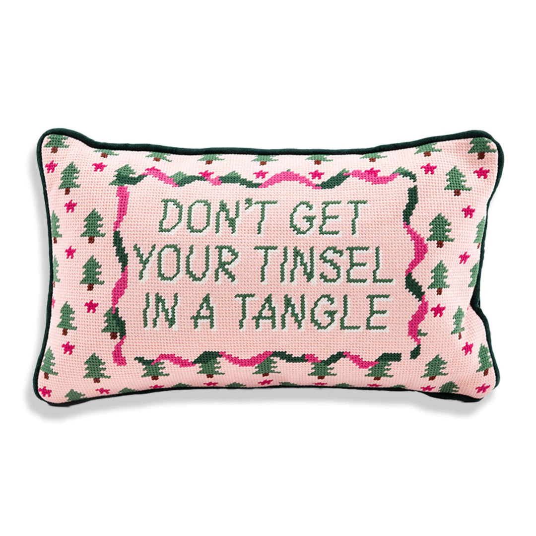 Tinsel in a Tangle Needlepoint Pillow Furbish Studio Holiday Needlepoint Tinsel in a Tangle Needlepoint Pillow Bonjour Fete - Party Supplies
