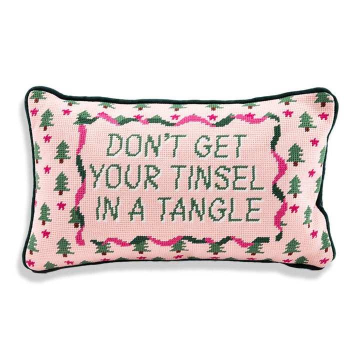Tinsel in a Tangle Needlepoint Pillow Furbish Studio Holiday Needlepoint Tinsel in a Tangle Needlepoint Pillow Bonjour Fete - Party Supplies