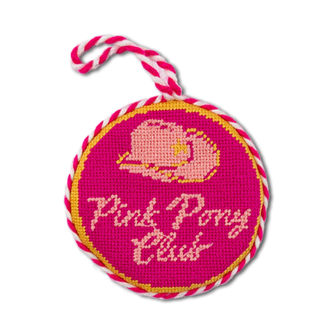 Needlepoint Ornament - Pink Pony Club Furbish Studio Ornaments Needlepoint Ornament - Pink Pony Club Bonjour Fete - Party Supplies