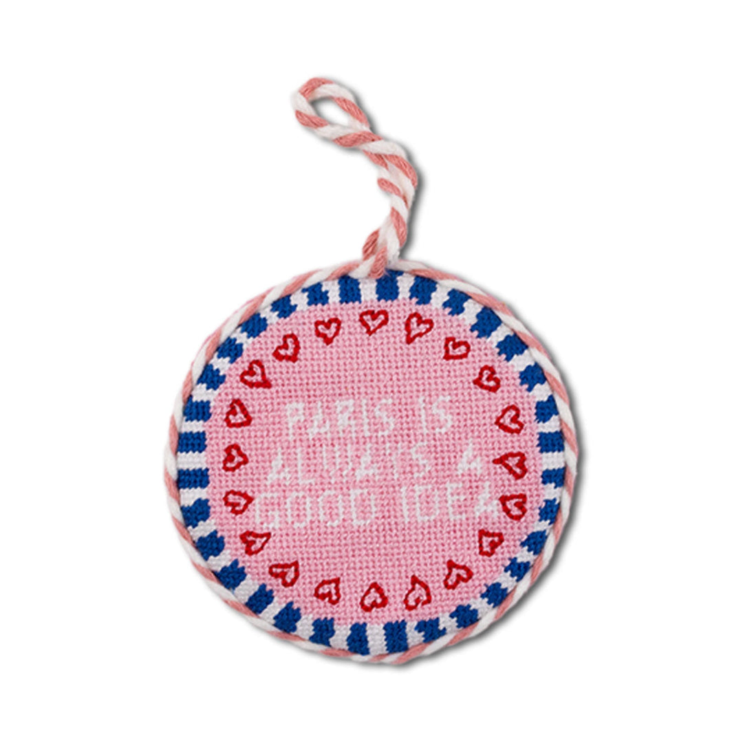 Needlepoint Ornament - Paris Furbish Studio Ornaments Needlepoint Ornament - Paris Bonjour Fete - Party Supplies