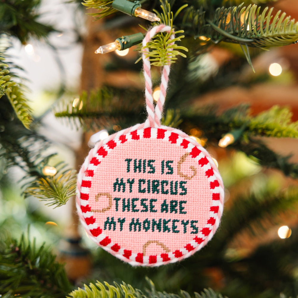 Needlepoint Ornament - This Is My Circus Furbish Studio Ornaments Needlepoint Ornament - This Is My Circus Bonjour Fete - Party Supplies