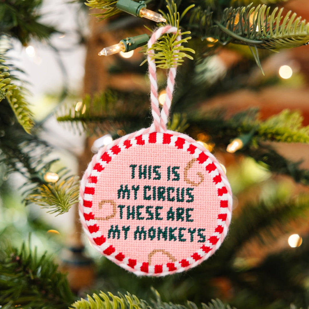 Needlepoint Ornament - This Is My Circus Furbish Studio Ornaments Needlepoint Ornament - This Is My Circus Bonjour Fete - Party Supplies