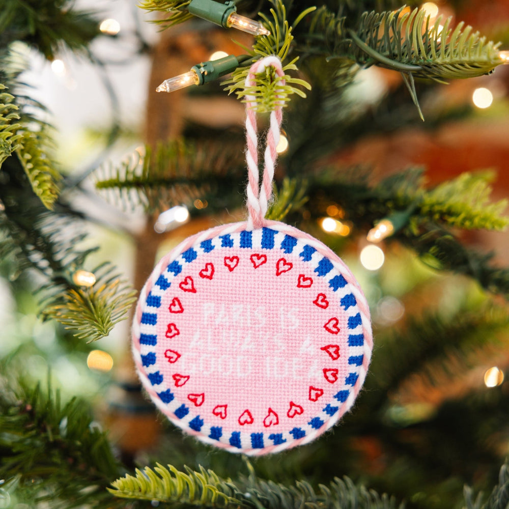 Needlepoint Ornament - Paris Furbish Studio Ornaments Needlepoint Ornament - Paris Bonjour Fete - Party Supplies