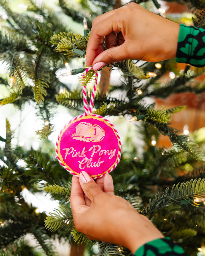 Needlepoint Ornament - Pink Pony Club Furbish Studio Ornaments Needlepoint Ornament - Pink Pony Club Bonjour Fete - Party Supplies