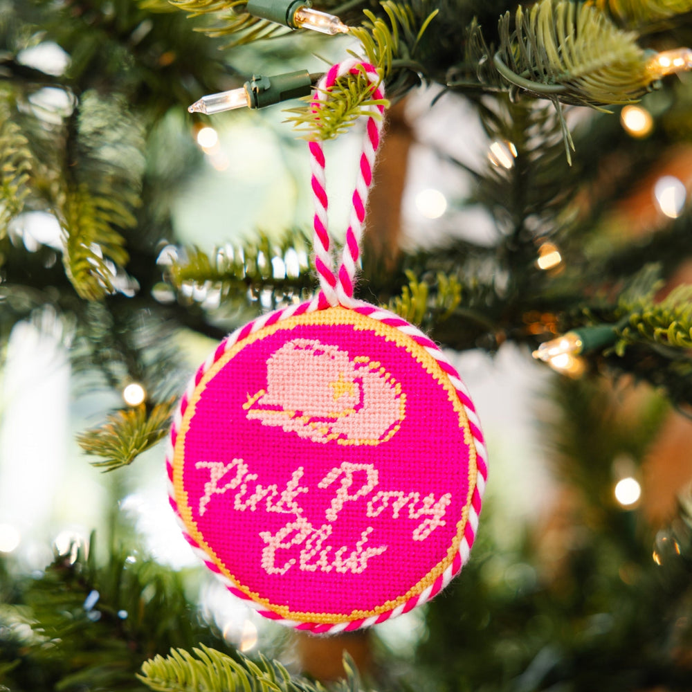 Needlepoint Ornament - Pink Pony Club Furbish Studio Ornaments Needlepoint Ornament - Pink Pony Club Bonjour Fete - Party Supplies