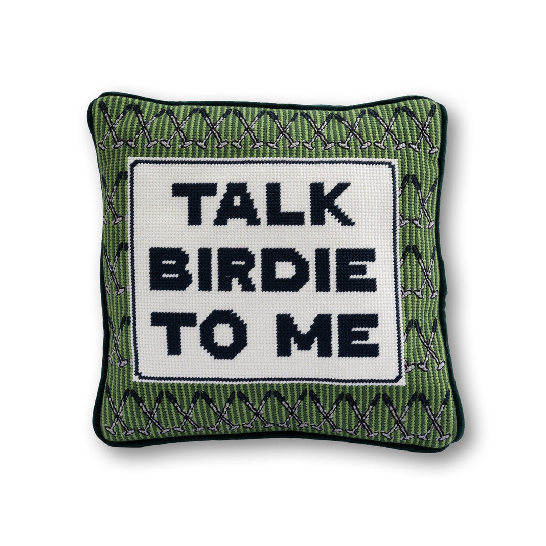 Talk Birdie To Me Needlepoint Pillow Furbish Studio Needlepoint Talk Birdie To Me Needlepoint Pillow Bonjour Fete - Party Supplies