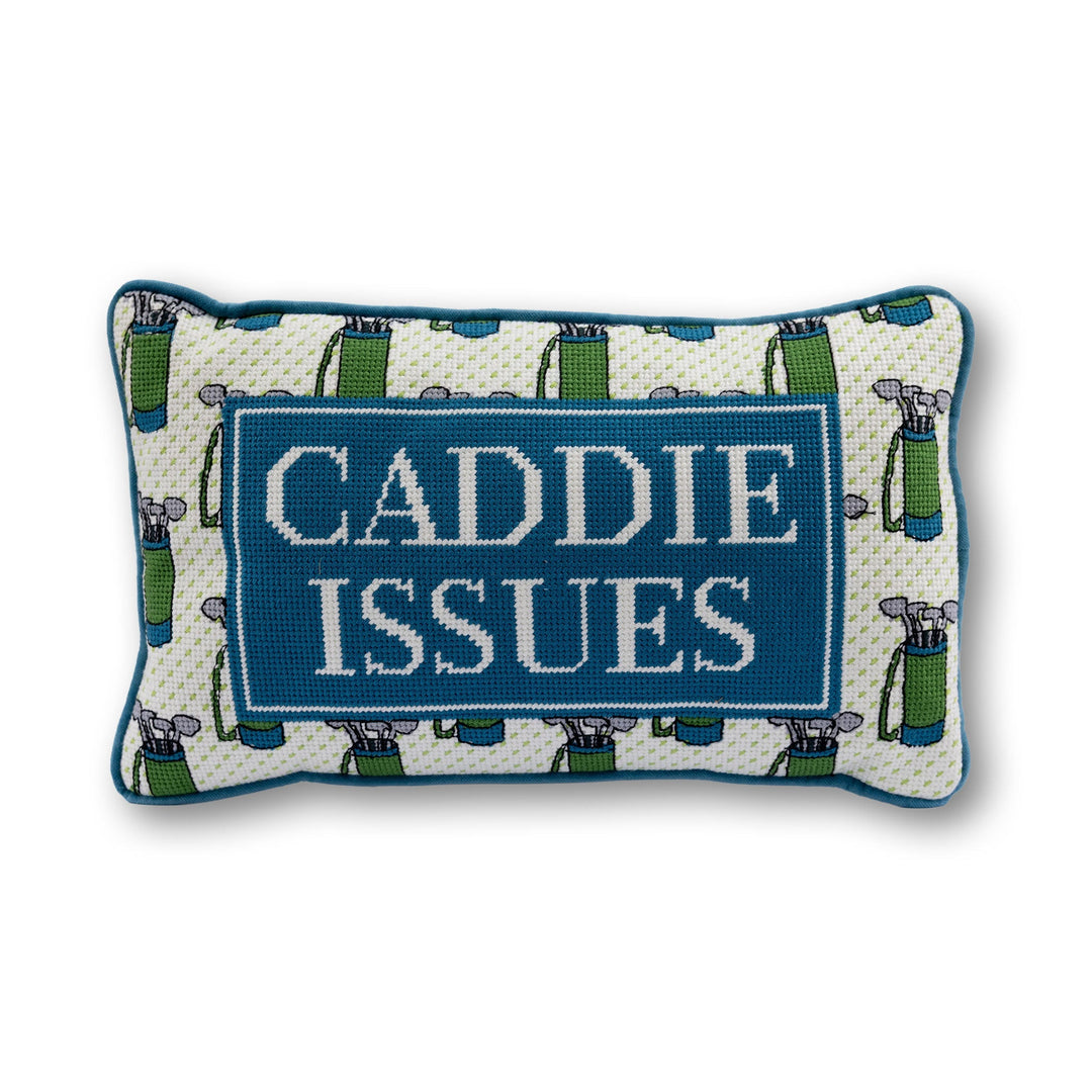 Caddie Issues Needlepoint Pillow Furbish Studio Needlepoint Caddie Issues Needlepoint Pillow Bonjour Fete - Party Supplies