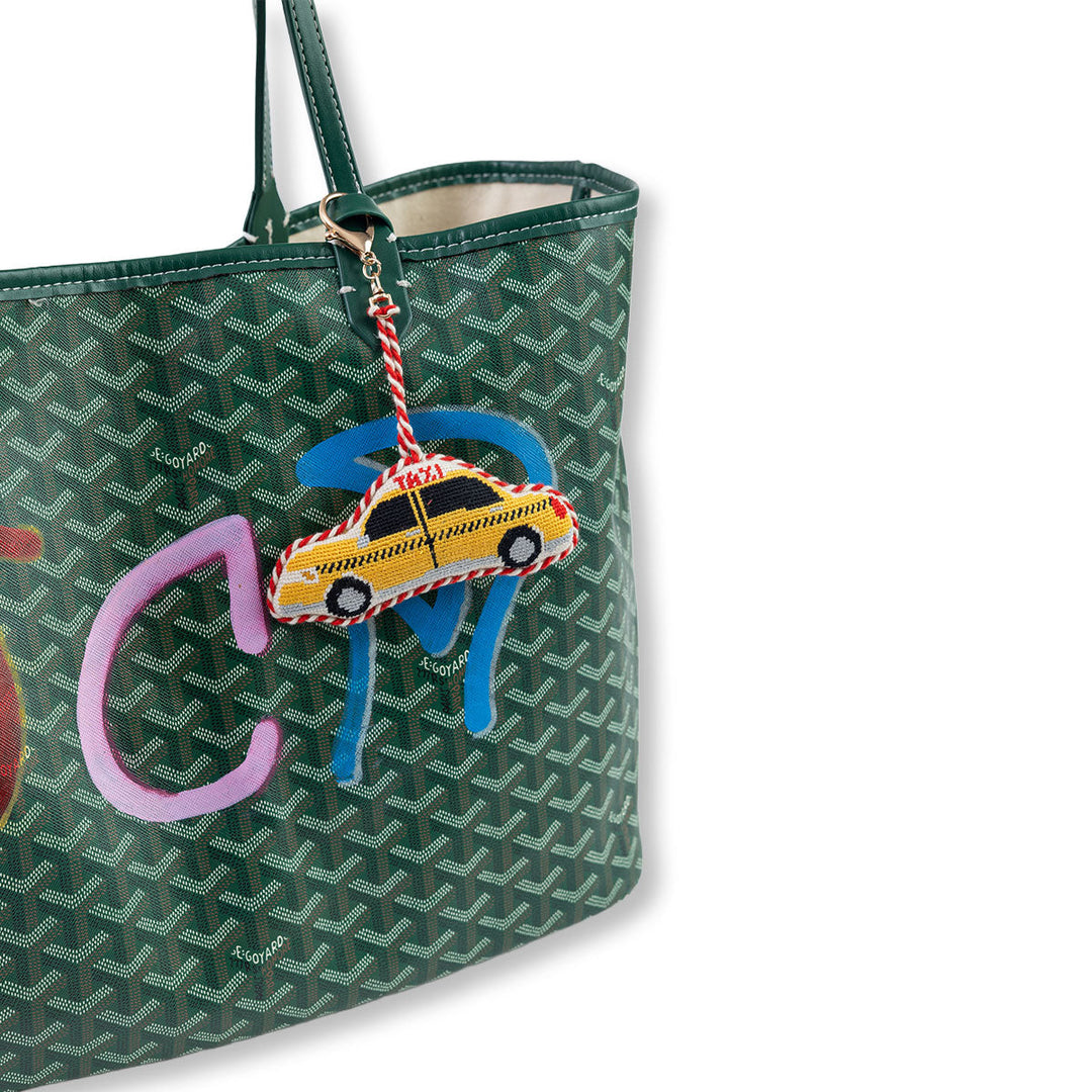 Stitched New York taxi cab bag charm by Furbish Studio