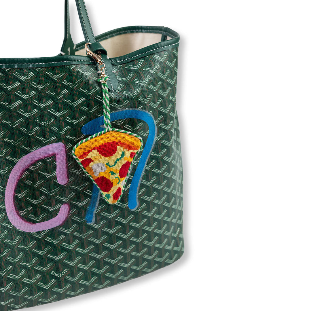 Stitched pizza slice bag charm by Furbish Studio