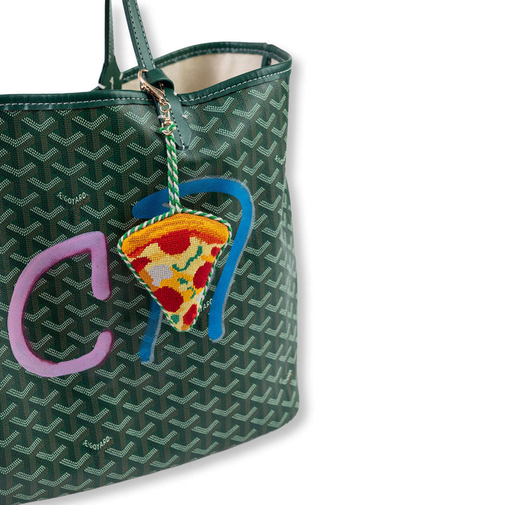 Stitched pizza slice bag charm by Furbish Studio