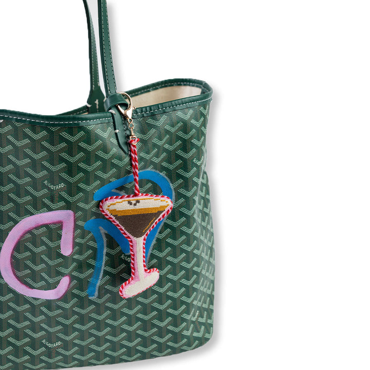 Stitched espresso martini bag charm by Furbish Studio