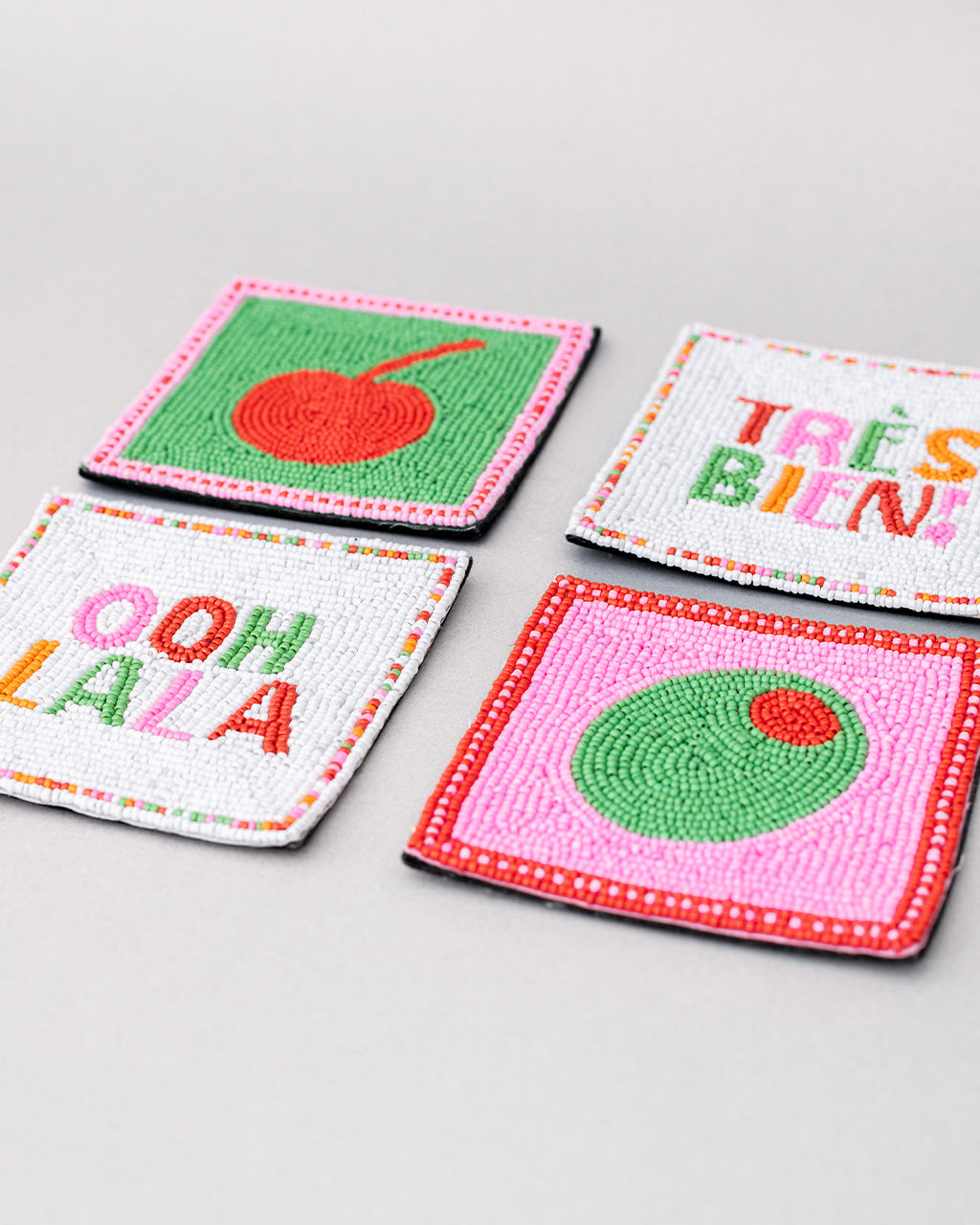 Cocktail Beaded Coaster Set ban.do coasters Cocktail Beaded Coaster Set Bonjour Fete - Party Supplies