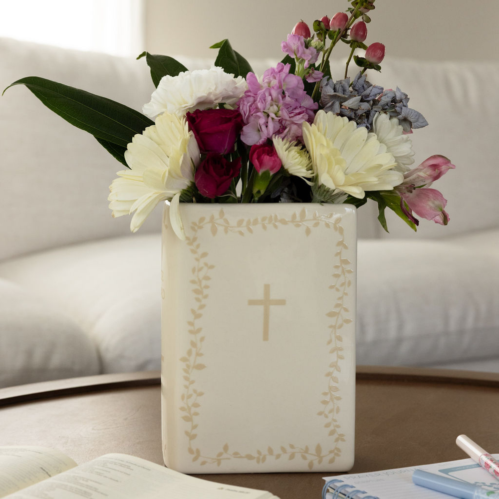 The Word Bible Large Book Vase Steel Mill Gifts Book Vase The Word Bible Large Book Vase Bonjour Fete - Party Supplies