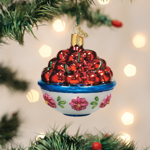 Bowl Of Cherries Ornament Old World Christmas 3 X 2.75 X 2.75 / 28149 Bowl Of Cherries Ornament Bonjour Fete - Party Supplies