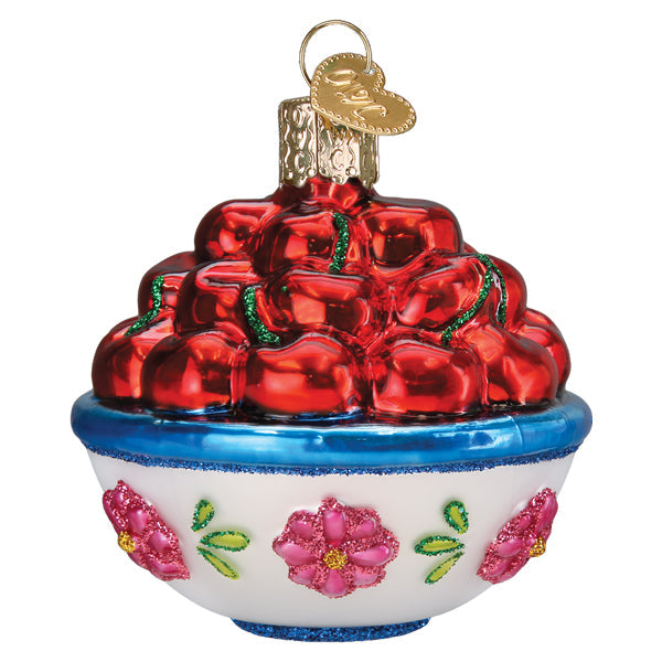 Bowl Of Cherries Ornament Old World Christmas 3 X 2.75 X 2.75 / 28149 Bowl Of Cherries Ornament Bonjour Fete - Party Supplies