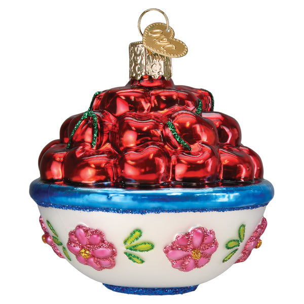Bowl Of Cherries Ornament Old World Christmas 3 X 2.75 X 2.75 / 28149 Bowl Of Cherries Ornament Bonjour Fete - Party Supplies