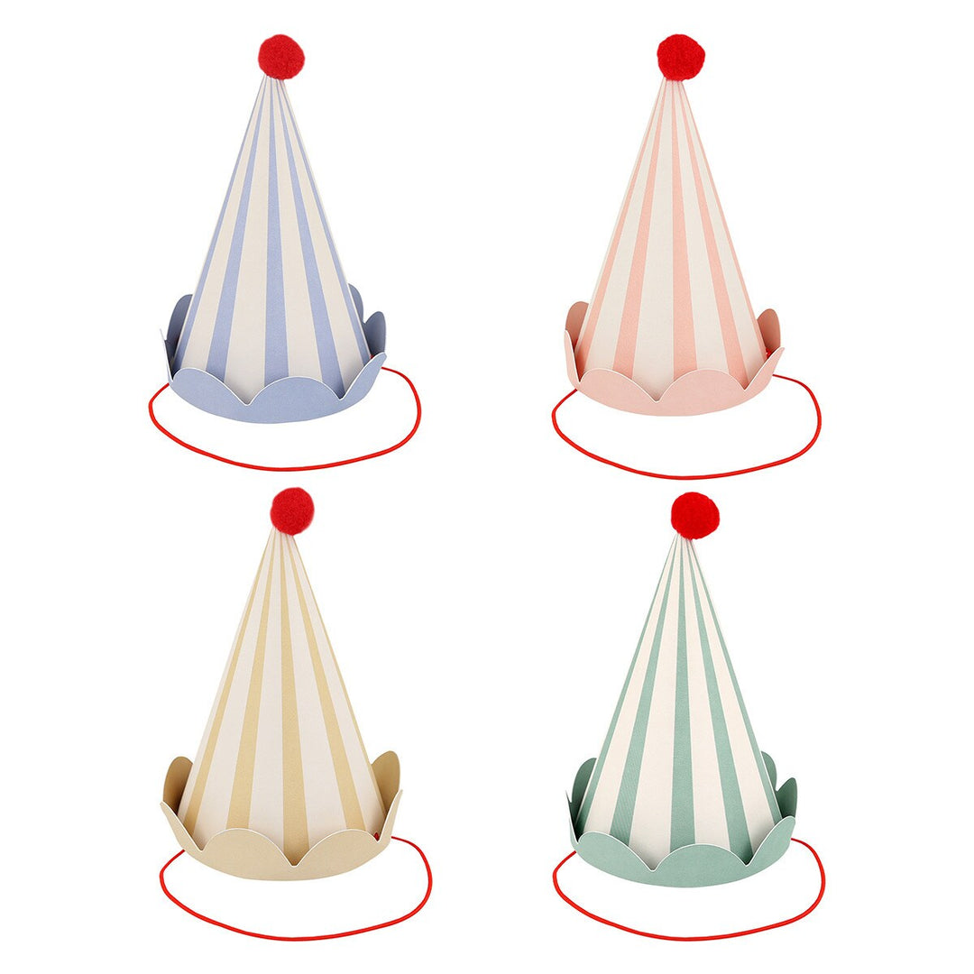 PASTEL STRIPE PARTY HATS Meri Meri Party Hats & Sashes PASTEL STRIPE PARTY HATS Bonjour Fete - Party Supplies