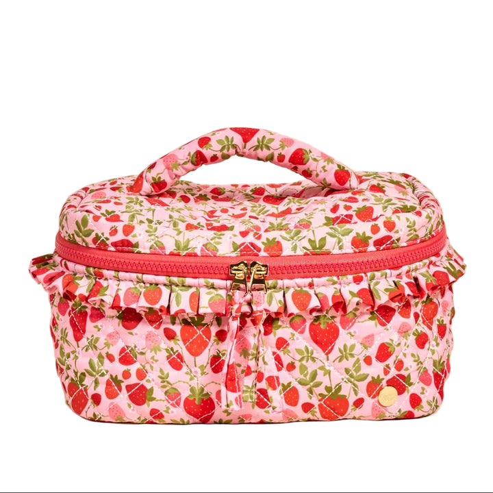 Glam & Go Quilted Cosmetic Bag-Strawberry Fields The Darling Effect Glam & Go Quilted Cosmetic Bag-Strawberry Fields Bonjour Fete - Party Supplies