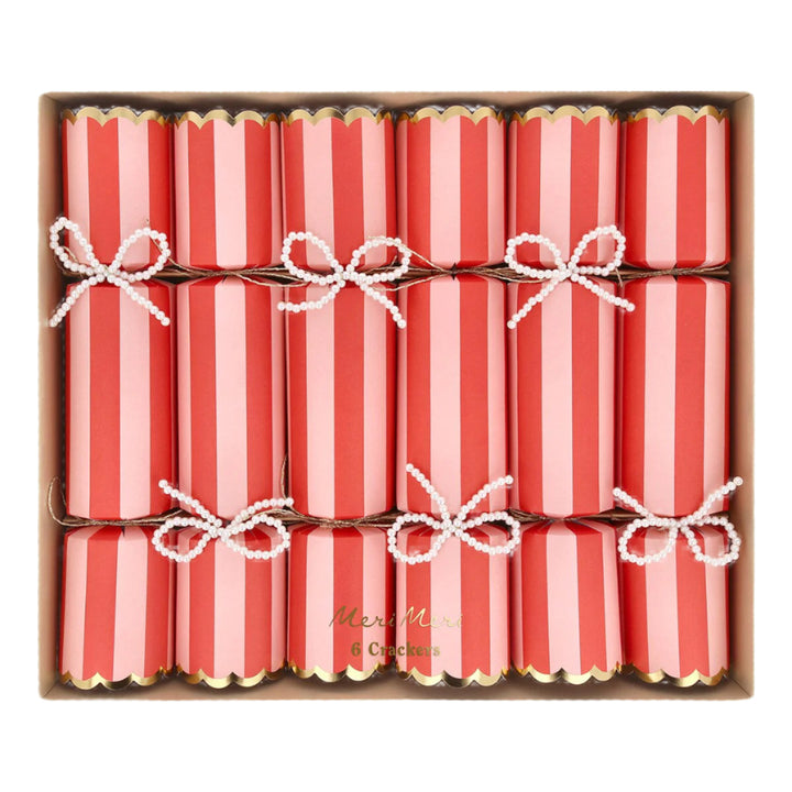 PEARL BOW CRACKERS Meri Meri Christmas Holiday Crackers PEARL BOW CRACKERS Bonjour Fete - Party Supplies