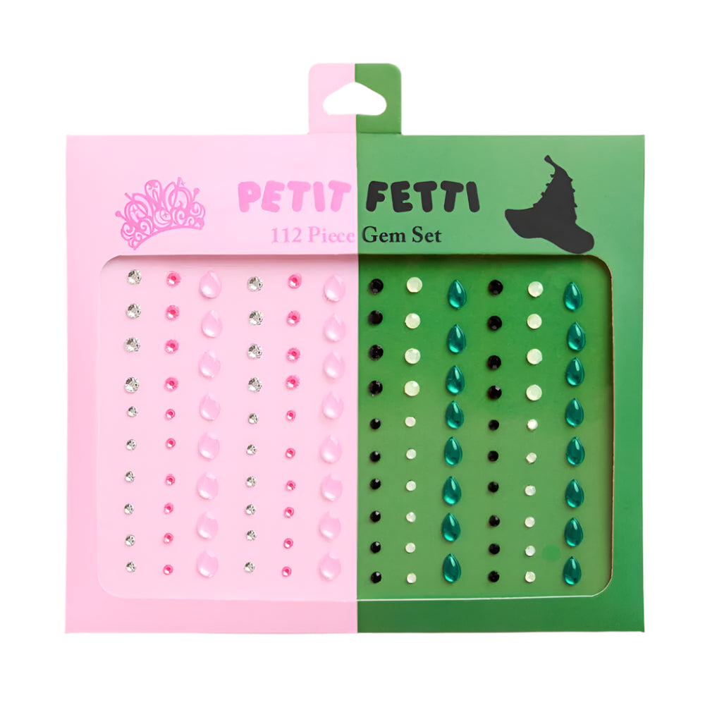 Pink Goes Good w. Green Gem Set - 112 adhesive face gems xo, Fetti Pink Goes Good w. Green Gem Set - 112 adhesive face gems Bonjour Fete - Party Supplies
