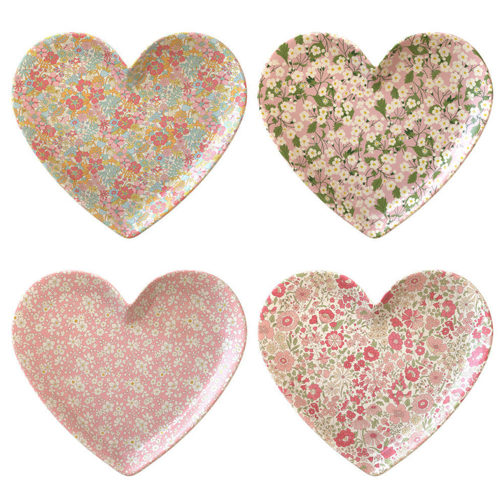 MERI MERI X LIBERTY MIXED SET REUSABLE HEART PLATS Meri Meri MERI MERI X LIBERTY MIXED SET REUSABLE HEART PLATS Bonjour Fete - Party Supplies