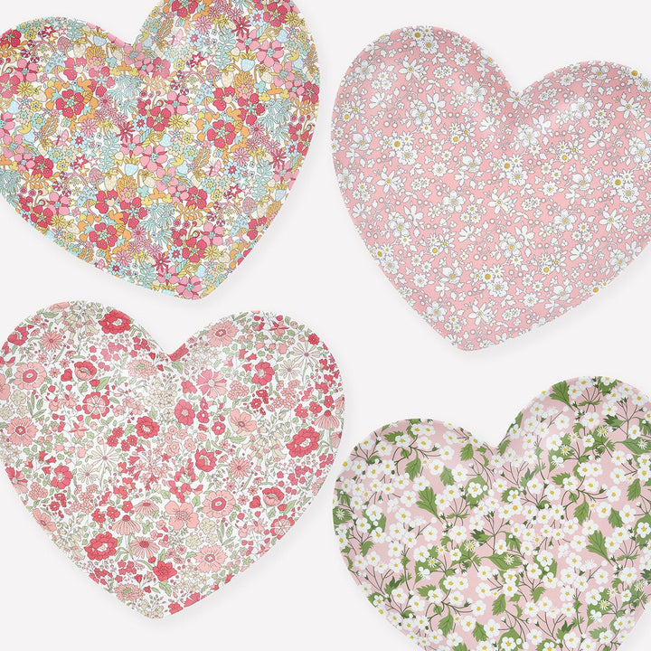 MERI MERI X LIBERTY MIXED SET REUSABLE HEART PLATS Meri Meri MERI MERI X LIBERTY MIXED SET REUSABLE HEART PLATS Bonjour Fete - Party Supplies