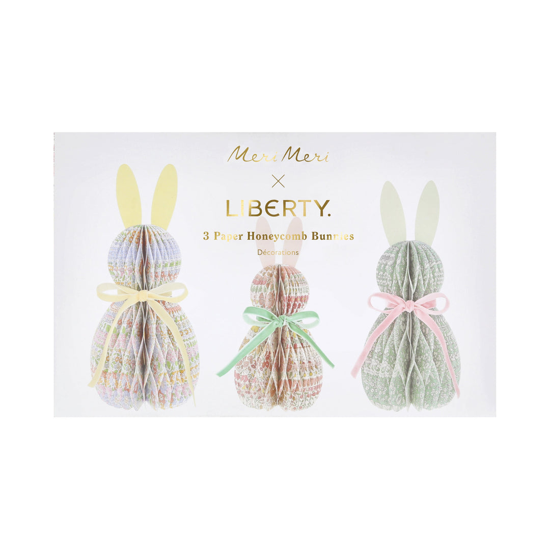 MERI MERI X LIBERTY PAPER HONEYCOMB BUNNIES Meri Meri Easter Decor MERI MERI X LIBERTY PAPER HONEYCOMB BUNNIES Bonjour Fete - Party Supplies