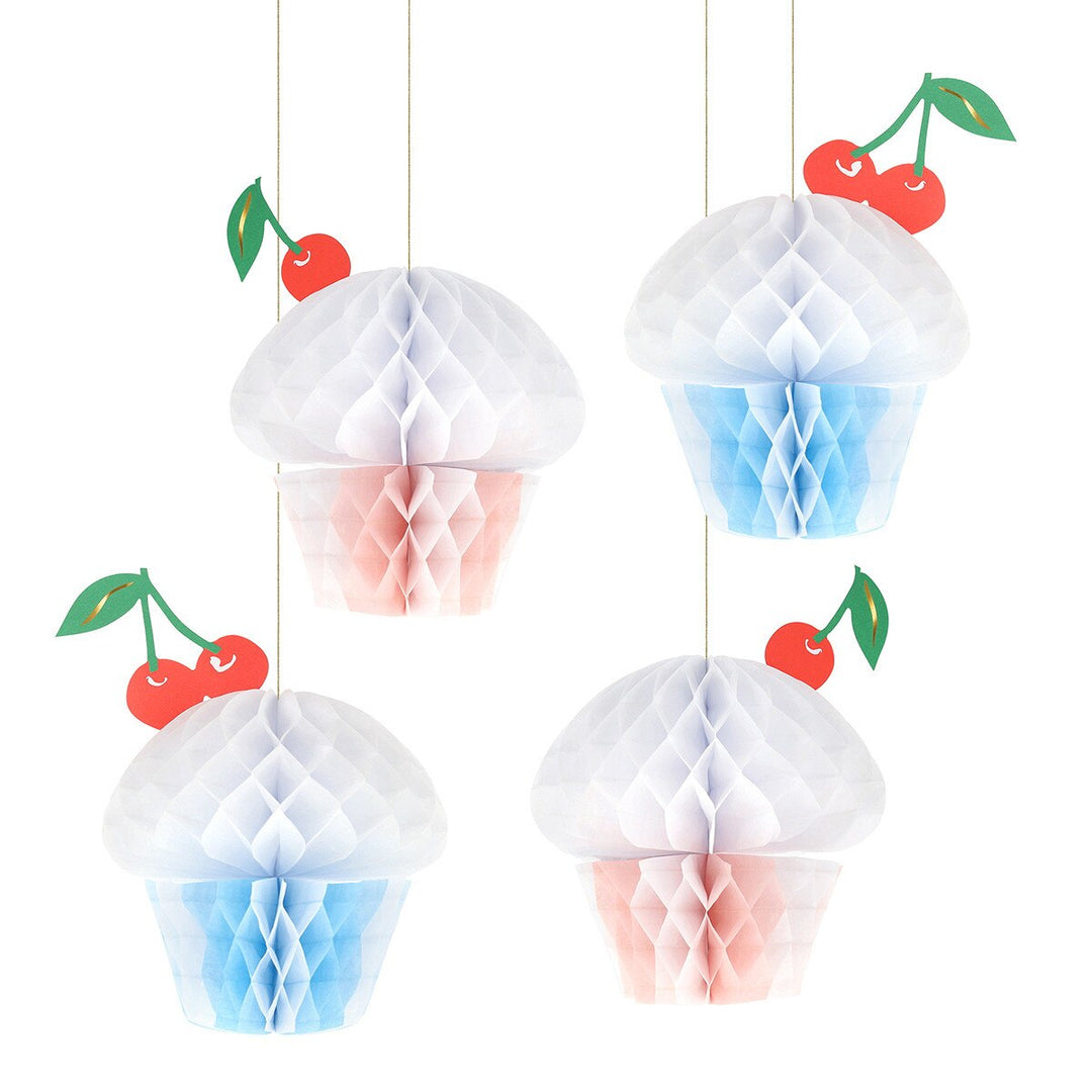 HONEYCOMB CUPCAKE DECORATIONS Meri Meri Hanging Decorations HONEYCOMB CUPCAKE DECORATIONS Bonjour Fete - Party Supplies
