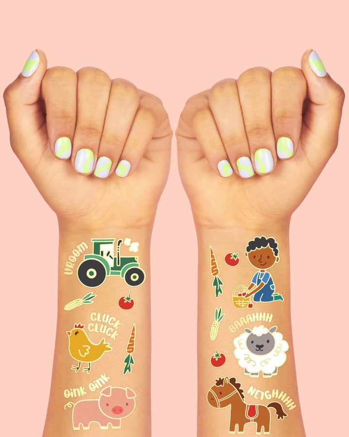 Farm Animal Glitter Temporary Tattoos