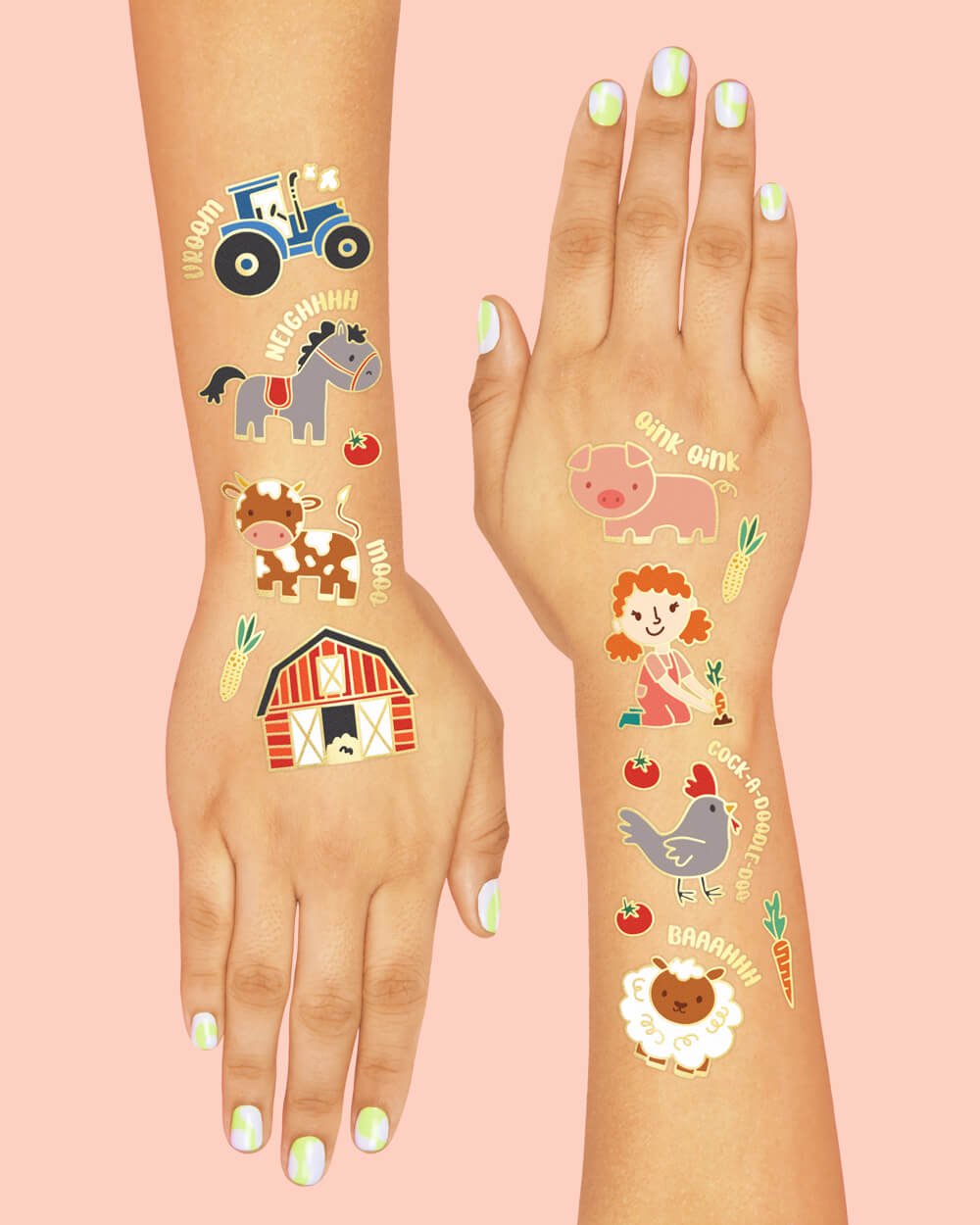 Farm Animal Glitter Temporary Tattoos