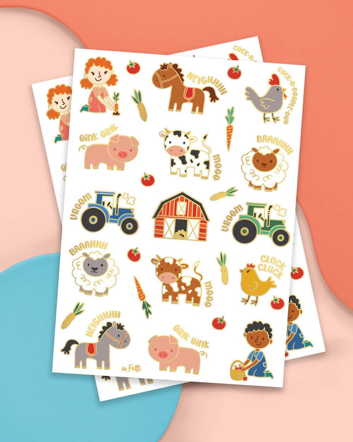 Farm Animal Glitter Temporary Tattoos