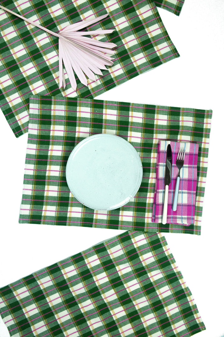 San Andres Gingham Forest & Ivory Placemat Archive New York San Andres Gingham Forest & Ivory Placemat Bonjour Fete - Party Supplies