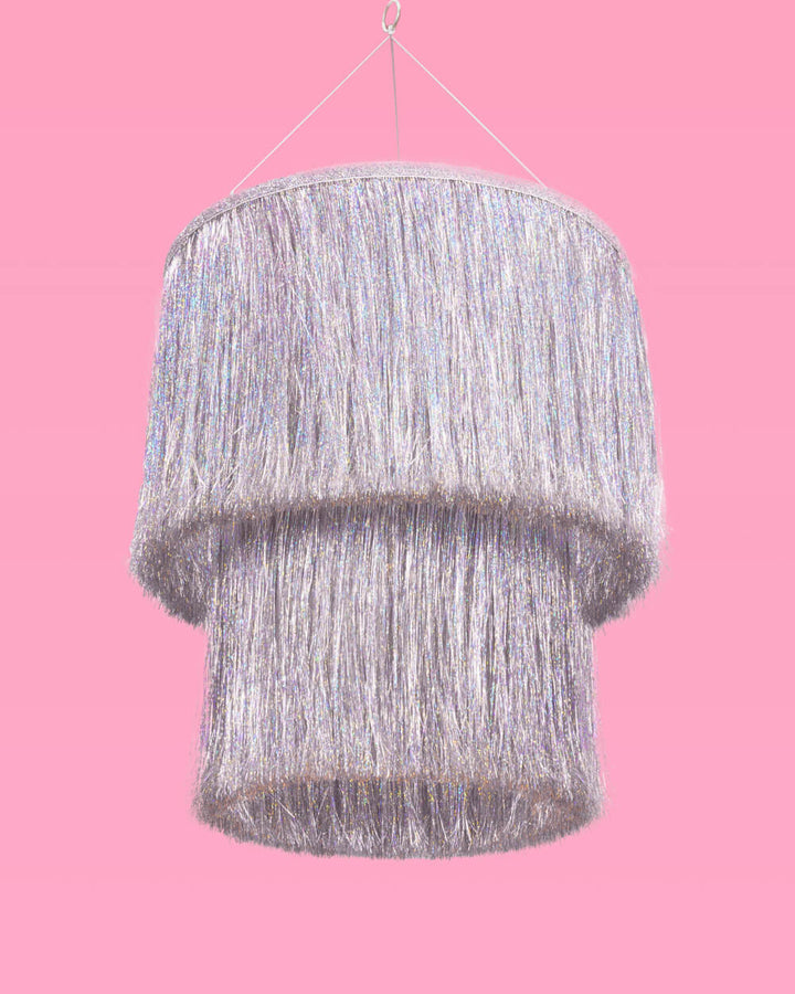 SILVER FRINGE CHANDELIER DECORATION - Bonjour Fête 