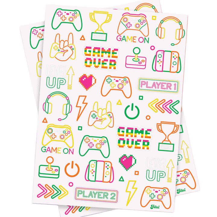 Neon Gamer Temporary Tattoos