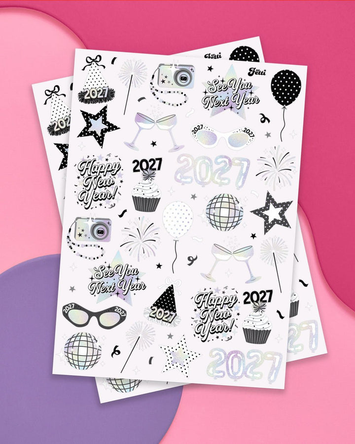 2027 New Year's Eve Disco Temporary Tattoos