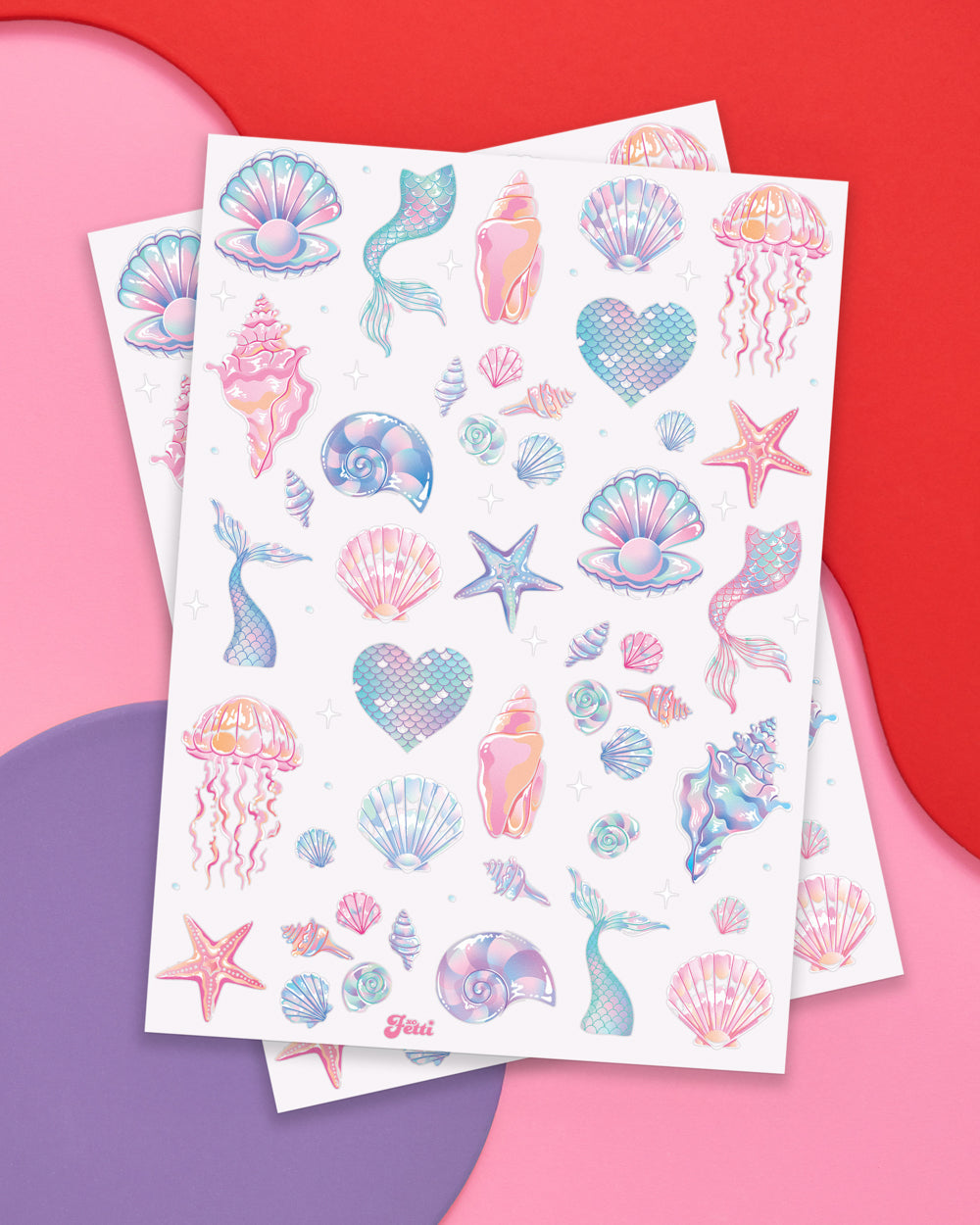 Pearlescent Mermaid Temporary Tattoos - 52 tattoos
