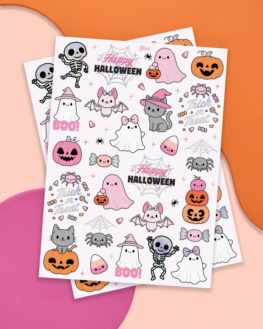 Pink Halloween Kawaii Tattoos - 50 temporary tattoos