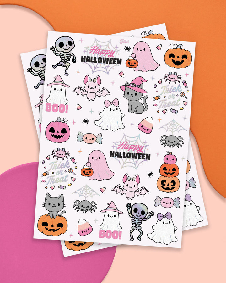 Pink Halloween Kawaii Tattoos - 50 temporary tattoos