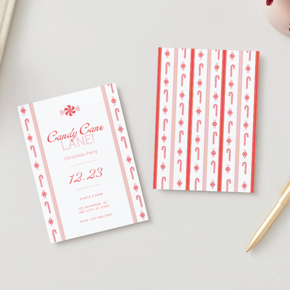 CANDY CANE CHRISTMAS DIGITAL PARTY INVITATION Bonjour Fête CANDY CANE CHRISTMAS DIGITAL PARTY INVITATION Bonjour Fete - Party Supplies