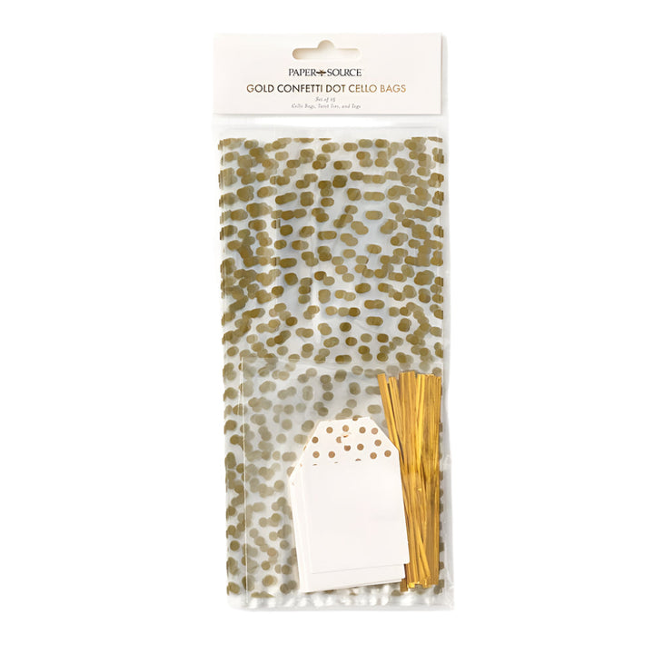 GOLD CONFETTI DOT CELLO BAGS Paper Source Wholesale Gift Wrapping GOLD CONFETTI DOT CELLO BAGS Bonjour Fete - Party Supplies