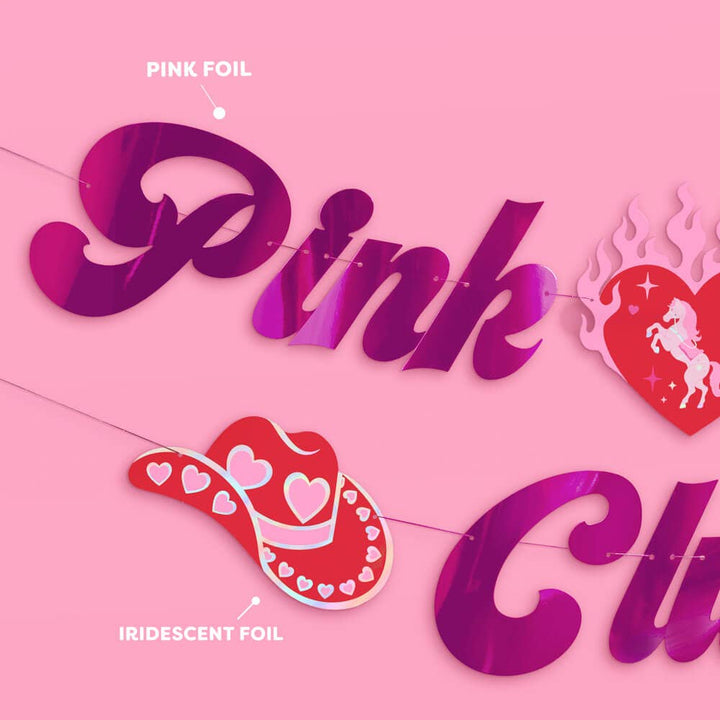 Pink Pony Club Banner - pink foil banner xo, Fetti Pink Pony Club Banner - pink foil banner Bonjour Fete - Party Supplies